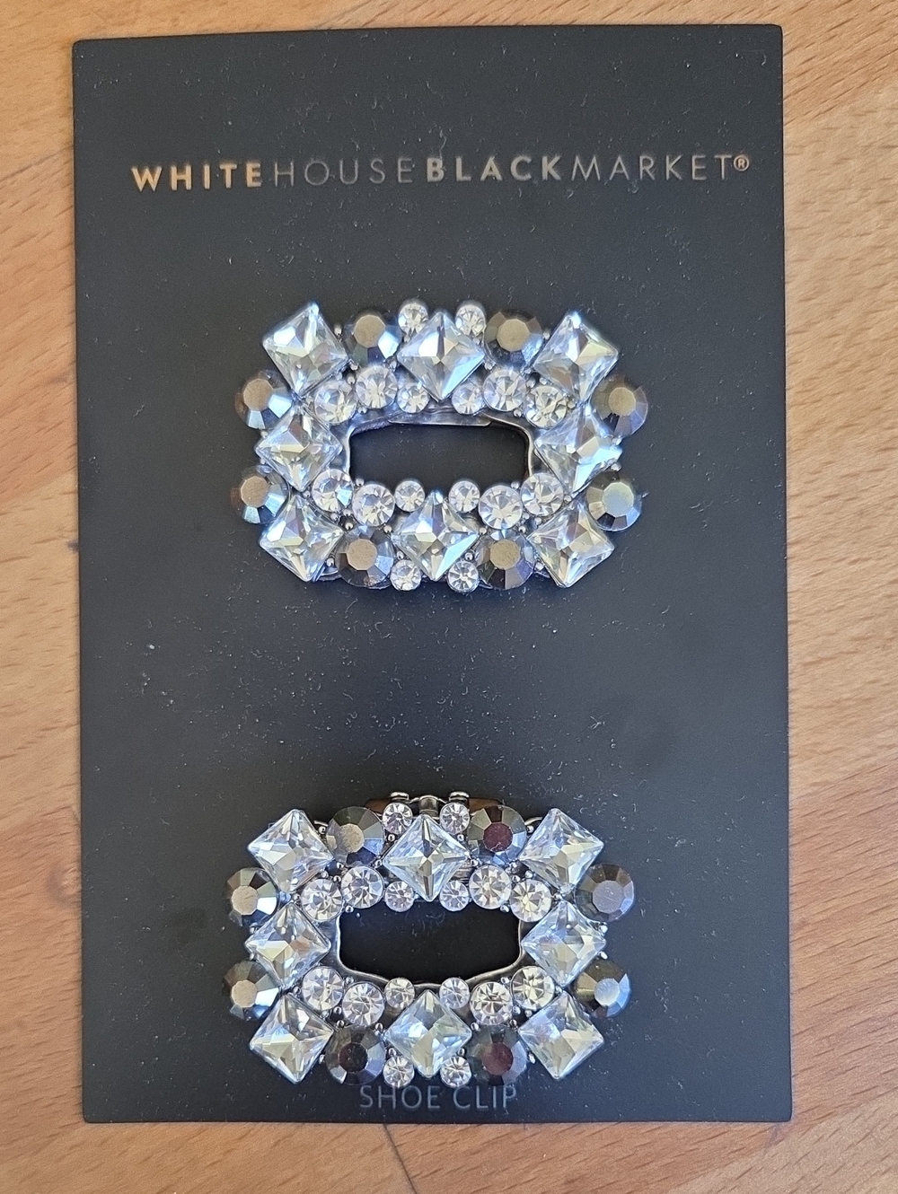White House Black Market Crystal Shoe Clips in Silver-Tone